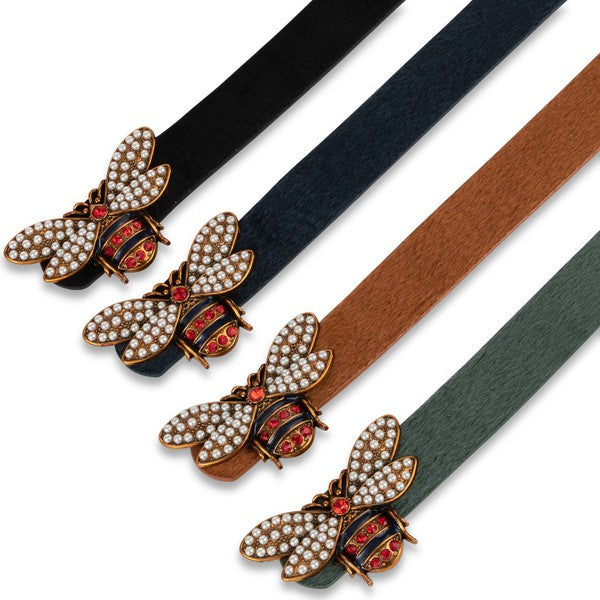 Horsehair Pearl Bees Buckle Belt