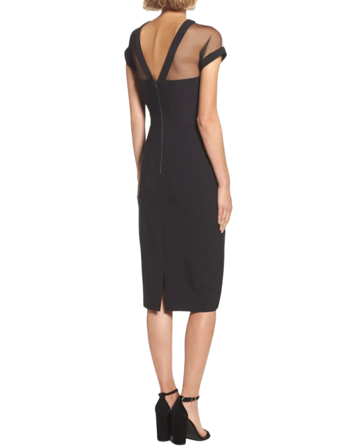 Maggie London Illusion Yoke Crepe Cocktail Dress