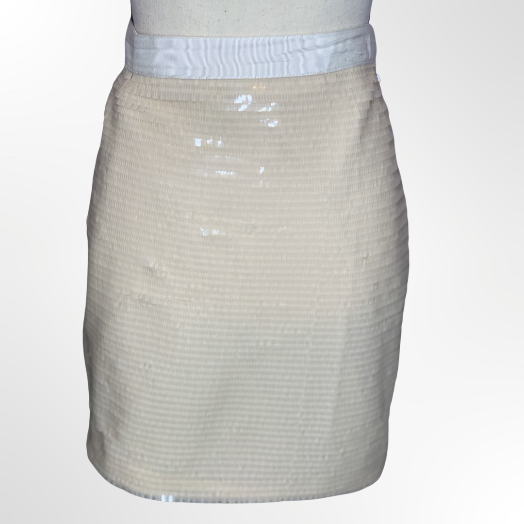 Pearl Blush Nude Sequin Mini Pencil Skirt