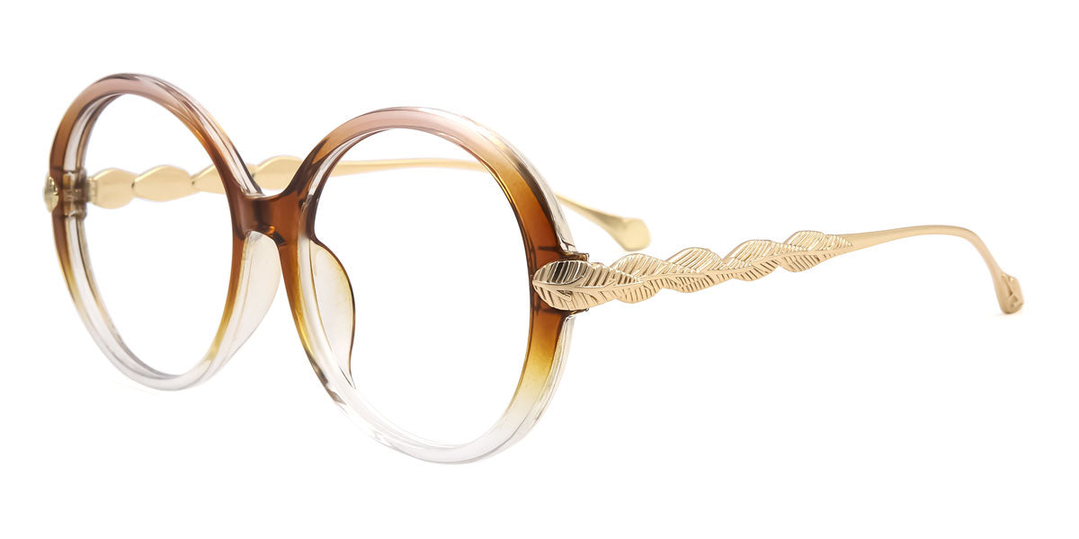 Brown/Clear Oval Round Oversized Frames (Non-Prescription)