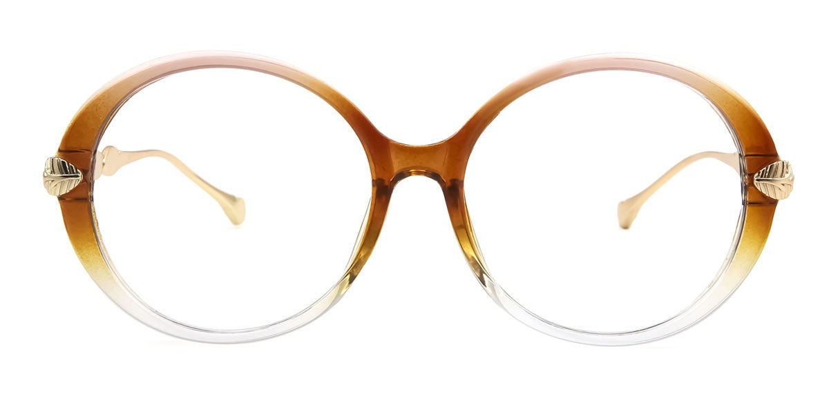 Brown/Clear Oval Round Oversized Frames (Non-Prescription)