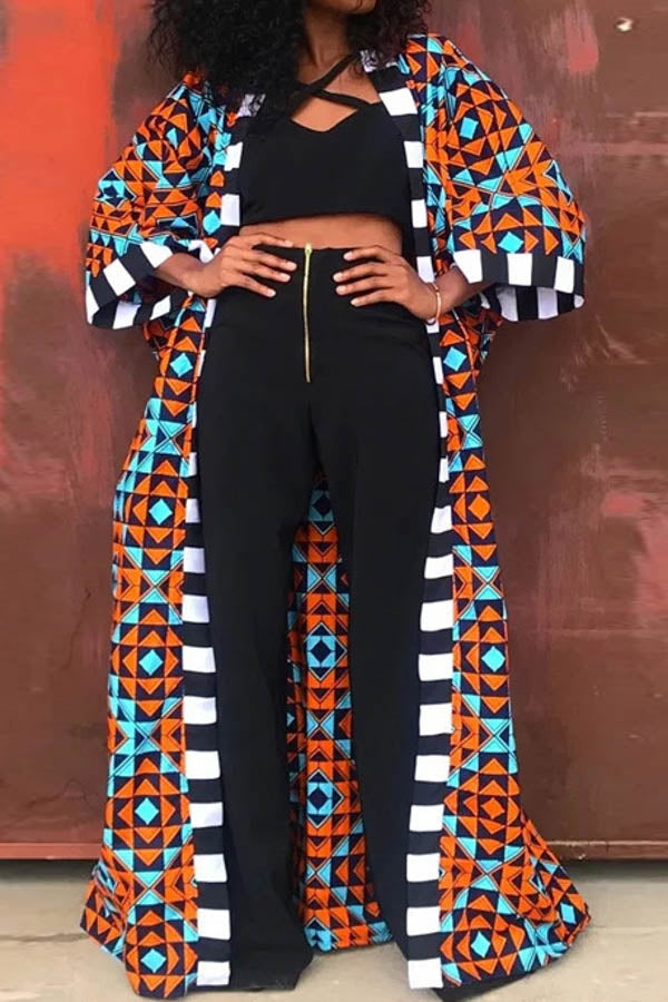 Tribal Print Kimono Duster