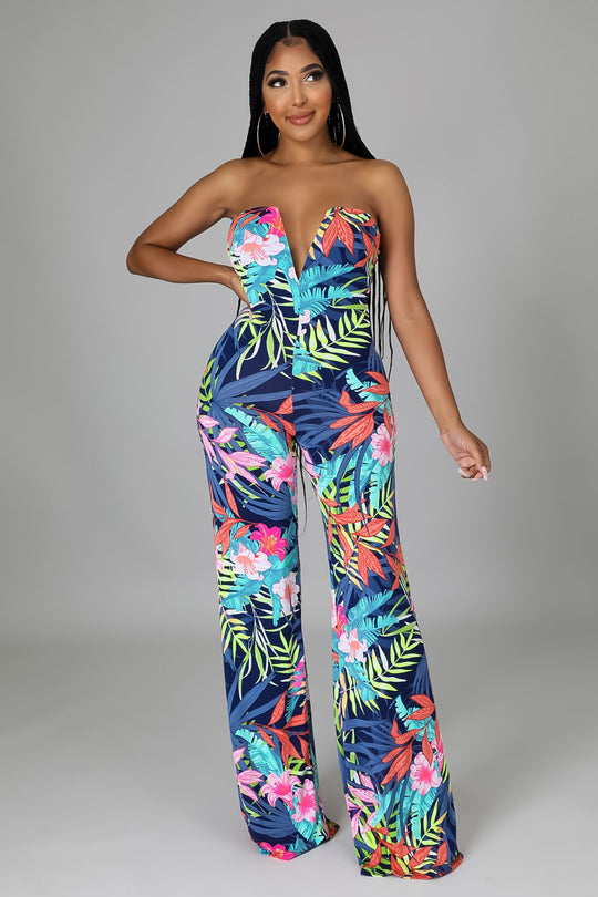 Floral Strapless Jumpsuit