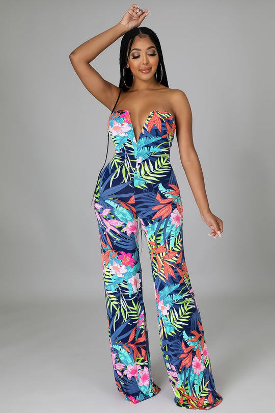 Floral Strapless Jumpsuit