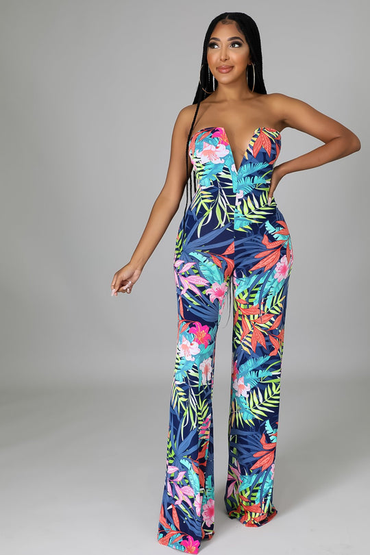 Floral Strapless Jumpsuit