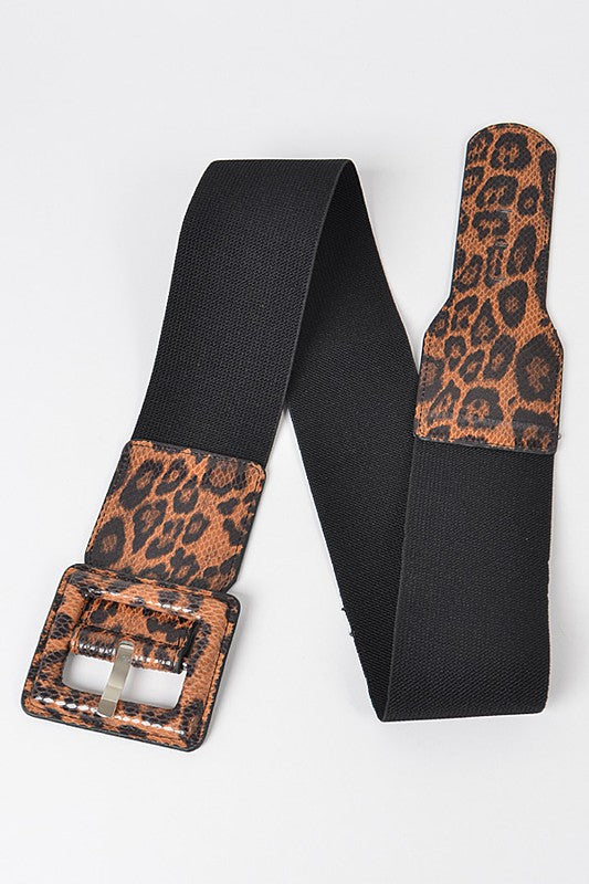 Leopard Faux Leather Big Buckle Belt