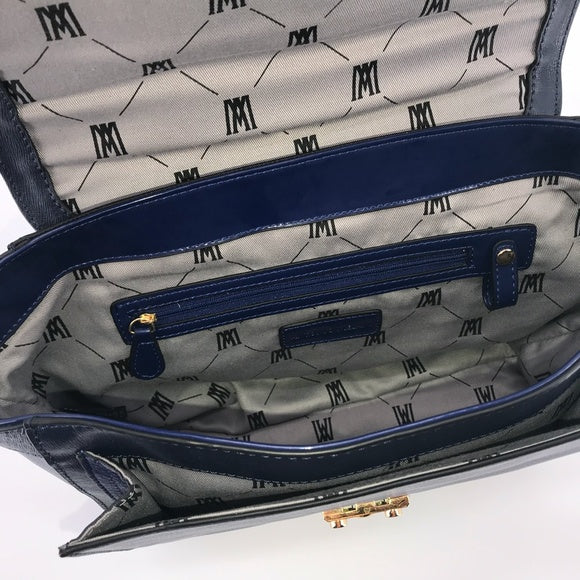 Blue Leather Purse with Cheetah Print Fur (NEW)