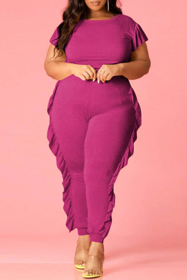 2 Piece Short Sleeve Ruffle Set