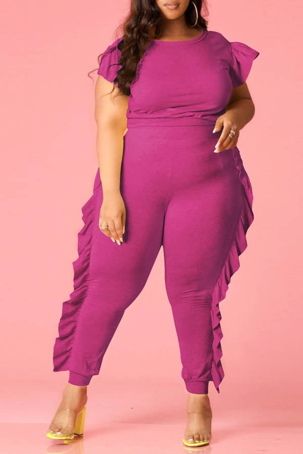 2 Piece Short Sleeve Ruffle Set