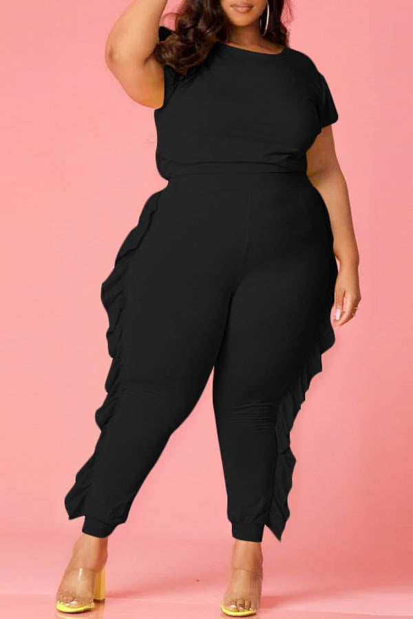 2 Piece Short Sleeve Ruffle Set