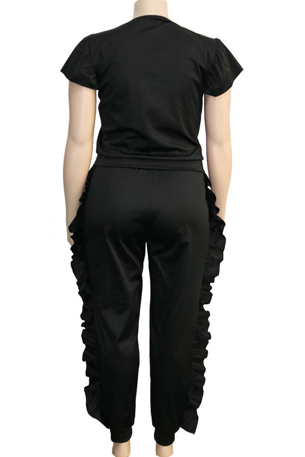 2 Piece Short Sleeve Ruffle Set