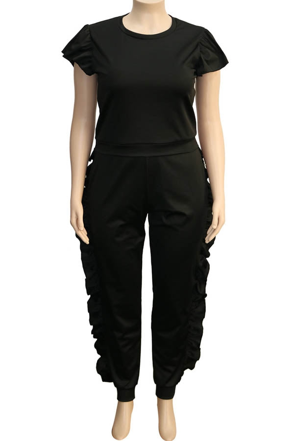 2 Piece Short Sleeve Ruffle Set