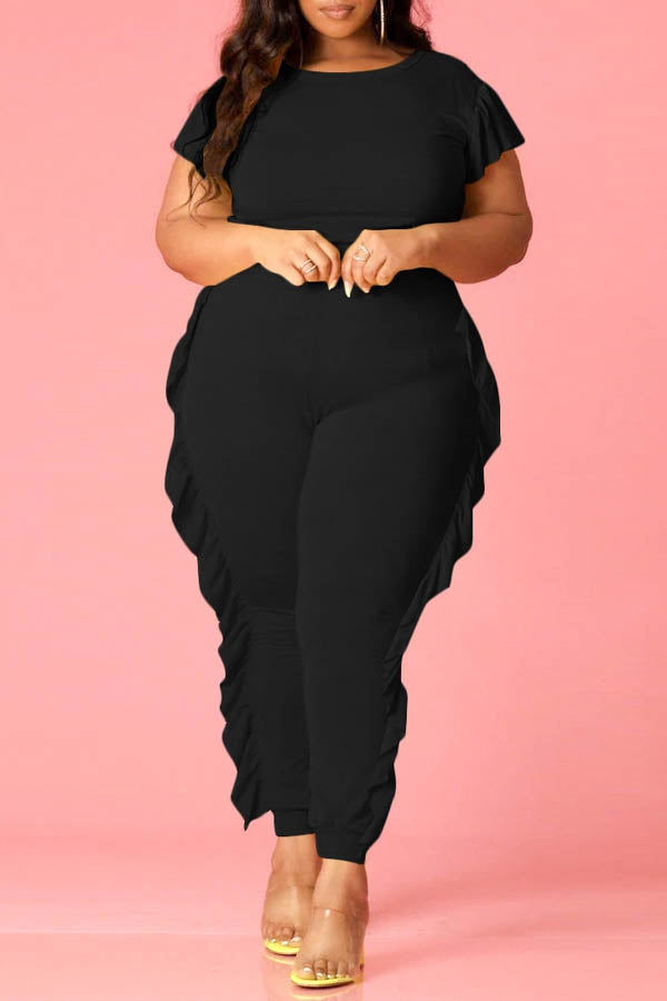 2 Piece Short Sleeve Ruffle Set