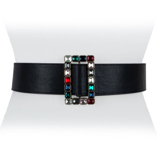 Rainbow Rhinestone Buckle Belt