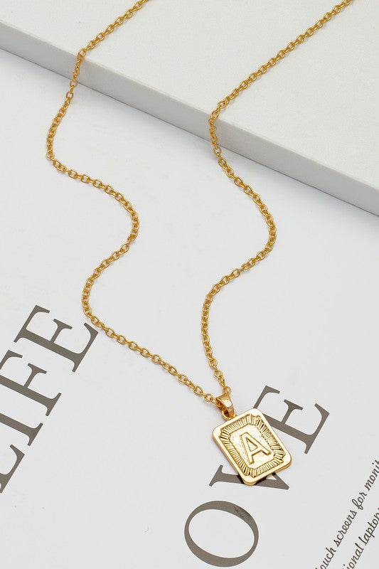 Brass Double Sided Initial Letter Pendant Necklace