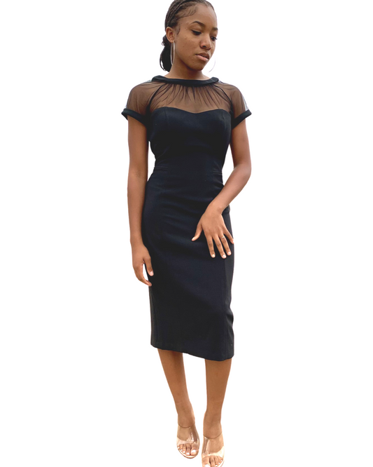 Maggie London Illusion Yoke Crepe Cocktail Dress