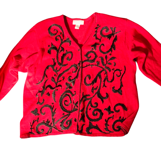 ARRIVISTE WOMAN Red Sweater with Black Embroidery