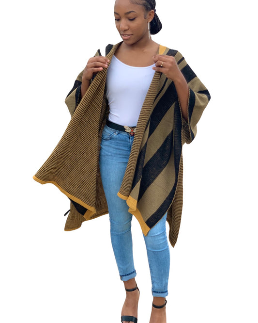 Olive, Black and Mustard Cape