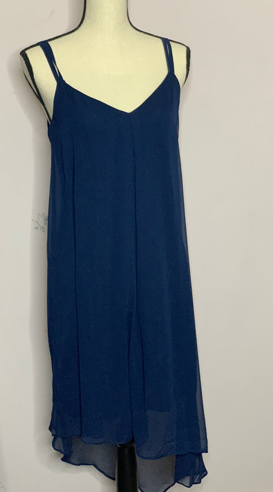 Navy Sleeveless V-Neck Dress