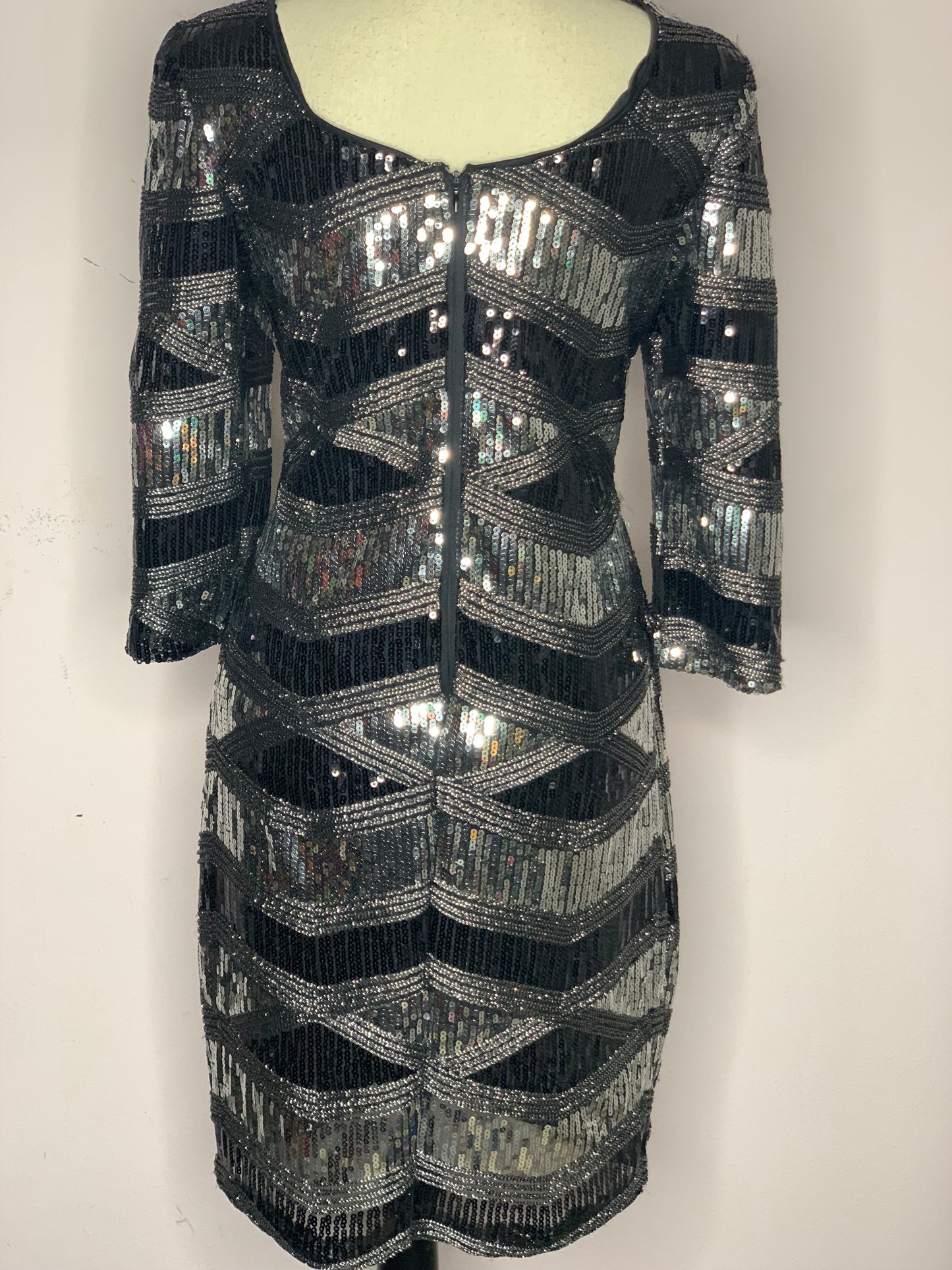 Silver and Black Sequin Dress