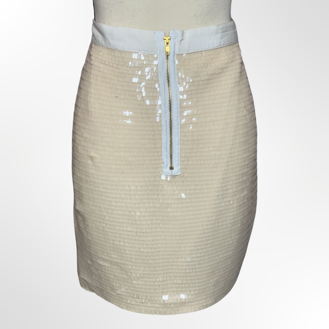 Pearl Blush Nude Sequin Mini Pencil Skirt