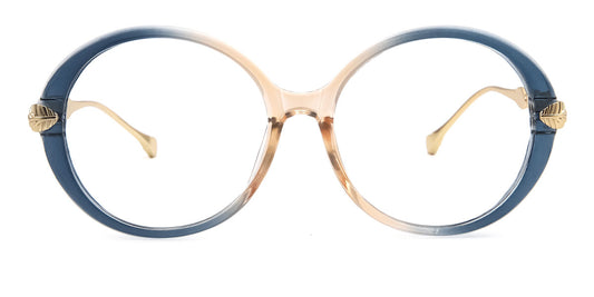 Blue/Pink Oval Round Oversized Frames (Non-Prescription)