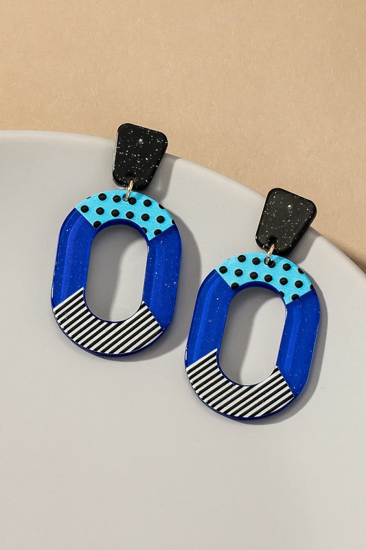 Blue Color Block Earrings