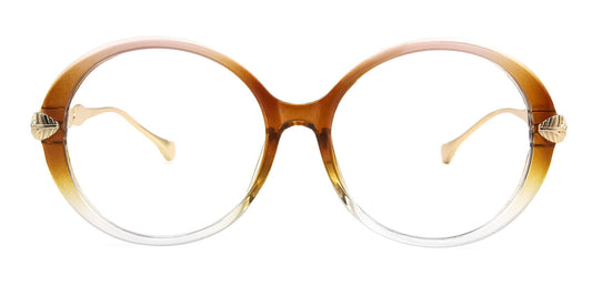 Brown/Clear Oval Round Oversized Frames (Non-Prescription)