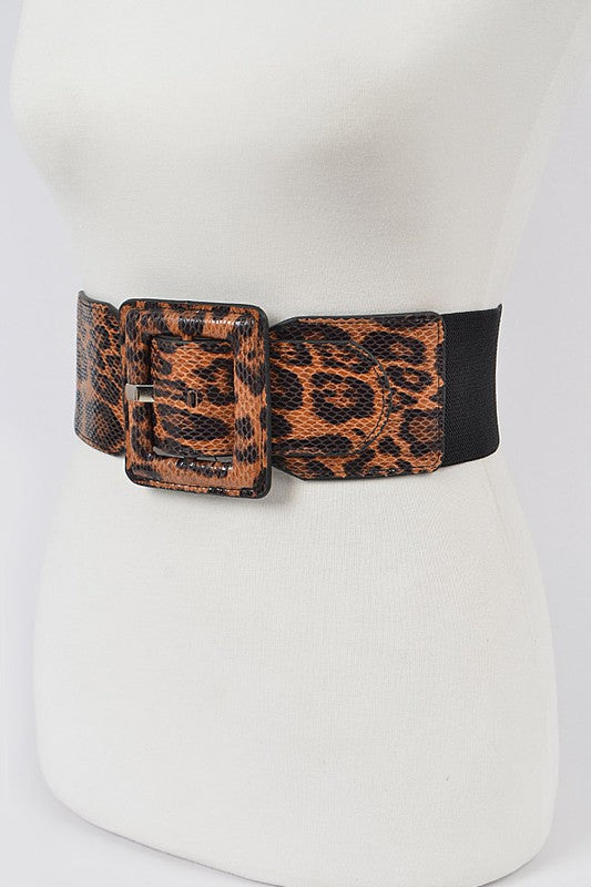 Leopard Faux Leather Big Buckle Belt